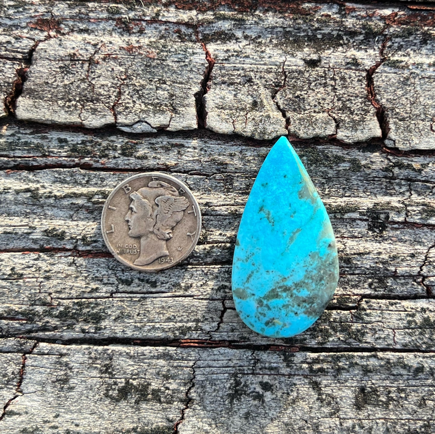 Turquoise Cabochon from Ithaca Peak, Kingman, Arizona
