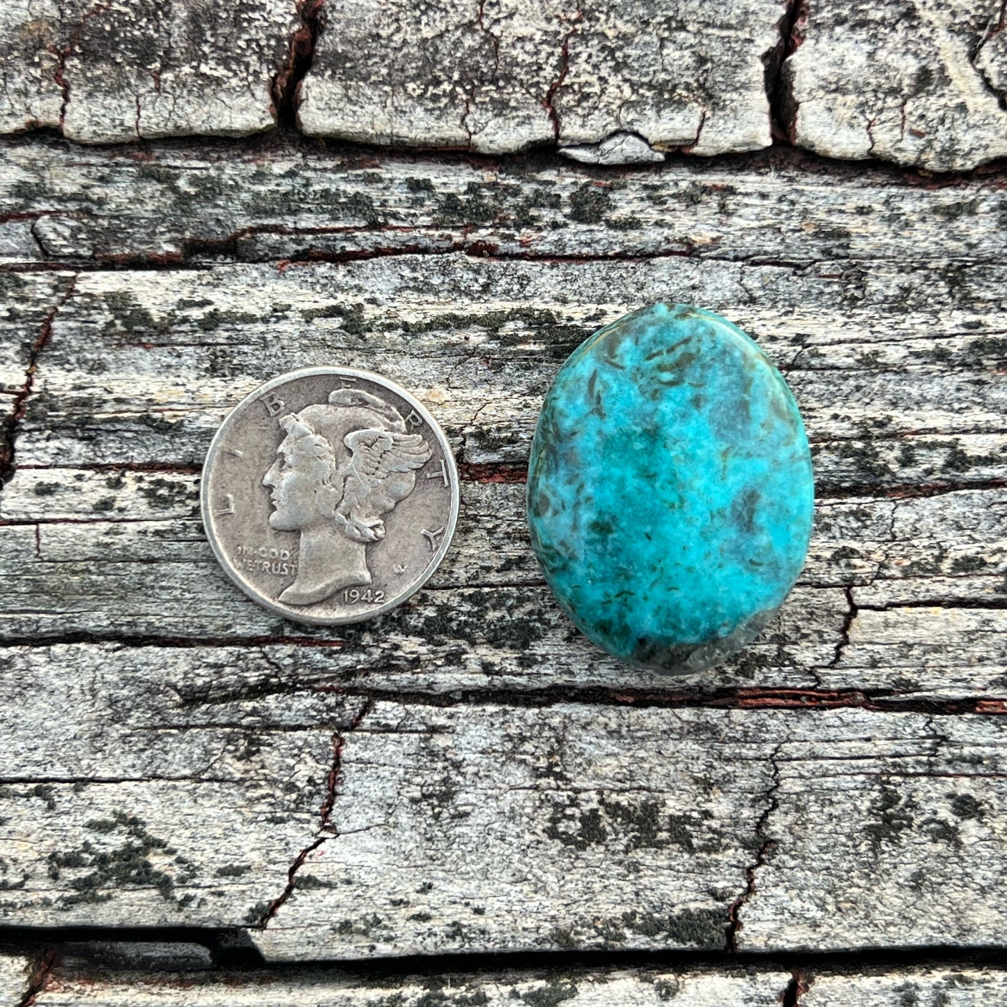 Turquoise Cabochon from Ithaca Peak, Kingman, Arizona