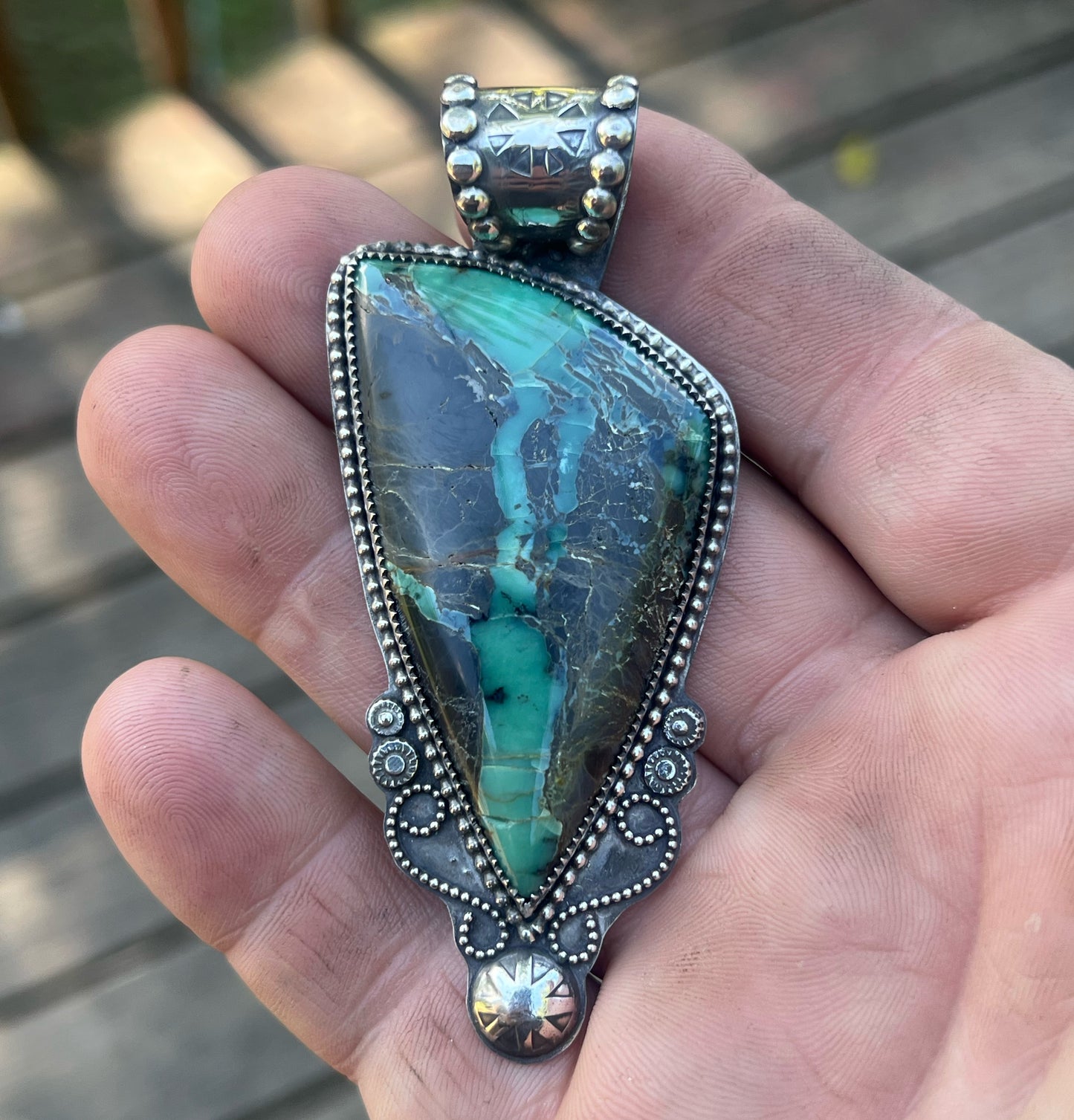 Apache Varasite Cabochon in Sterling Silver Pendant Jewelry