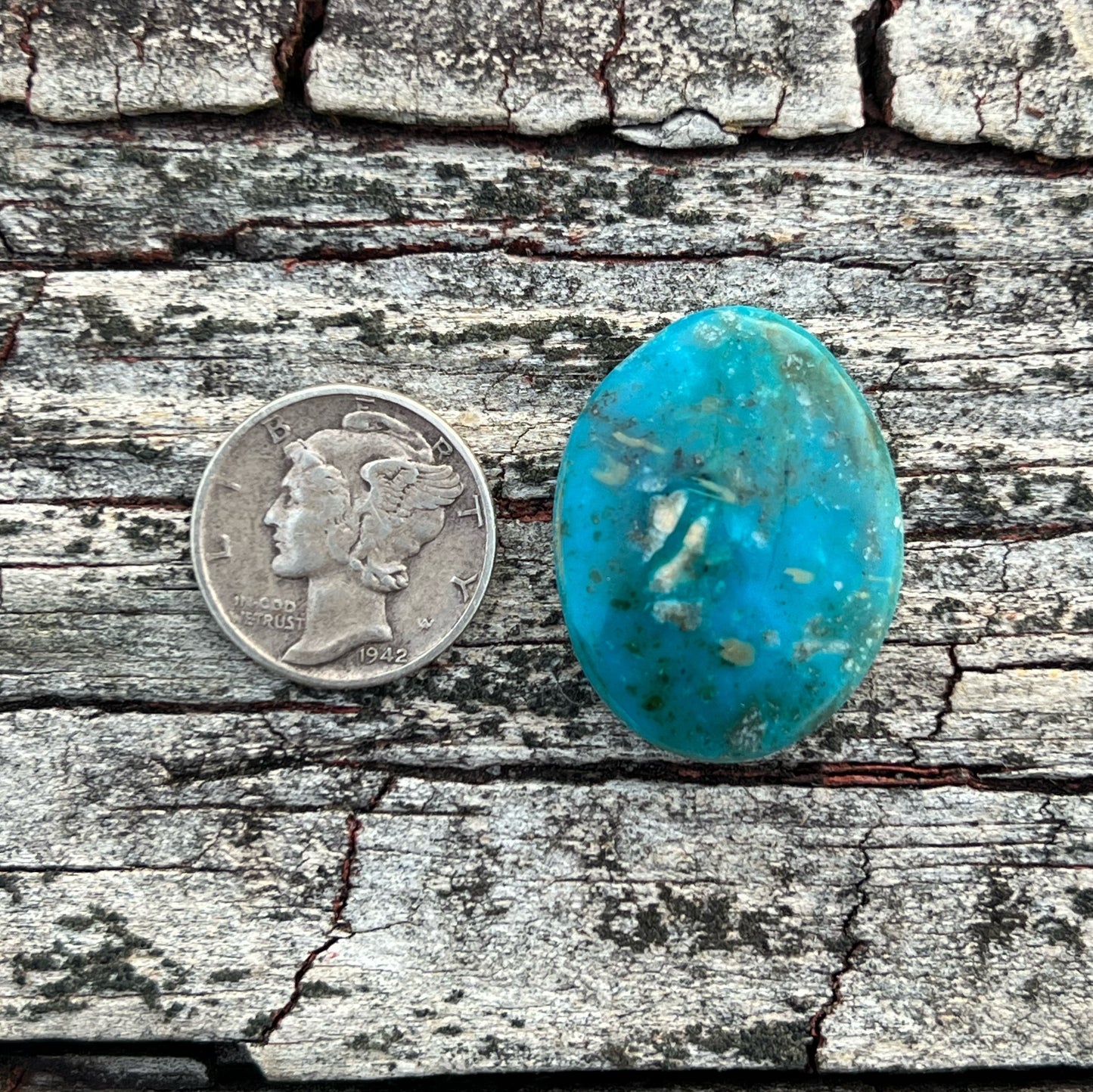 Turquoise Cabochon from Ithaca Peak, Kingman, Arizona