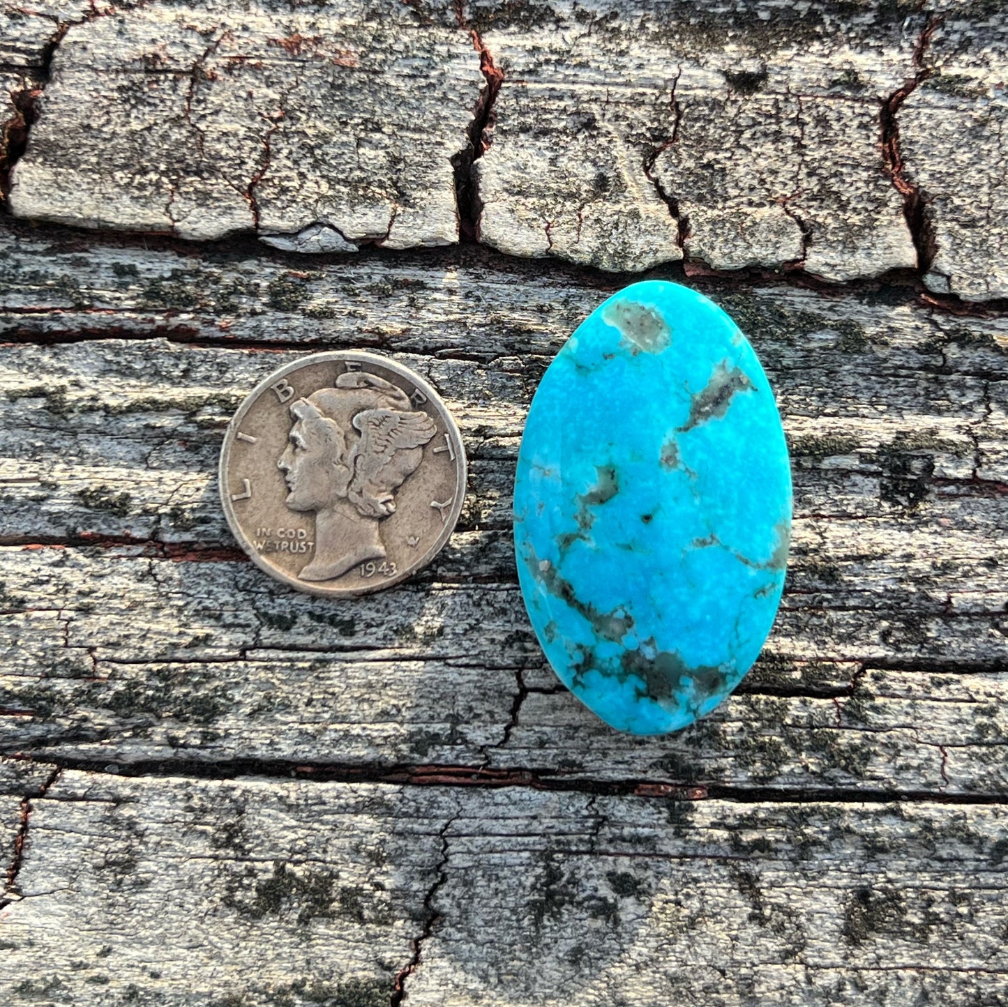 Turquoise Cabochon from Ithaca Peak, Kingman, Arizona