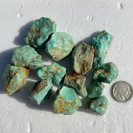Mini Parcel of Clean Green Rough Turquoise from Kingman, Arizona #11