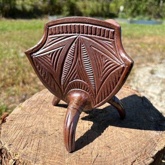Wood Fired Handmade Pottery Triptych Footed Vessel