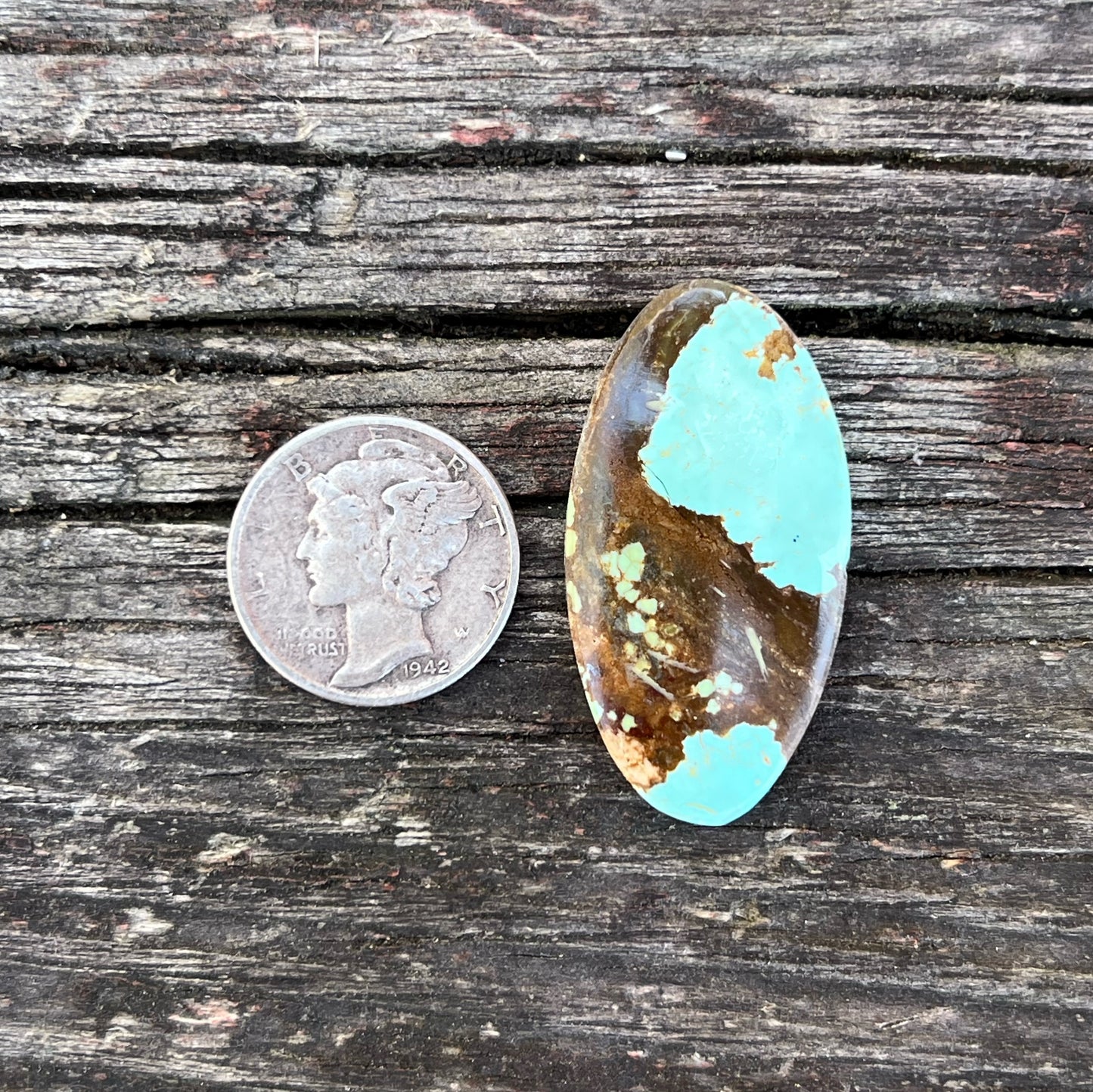 Turquoise Cabochon from Number 8 Turquoise Mine, Eureka County, Nevada