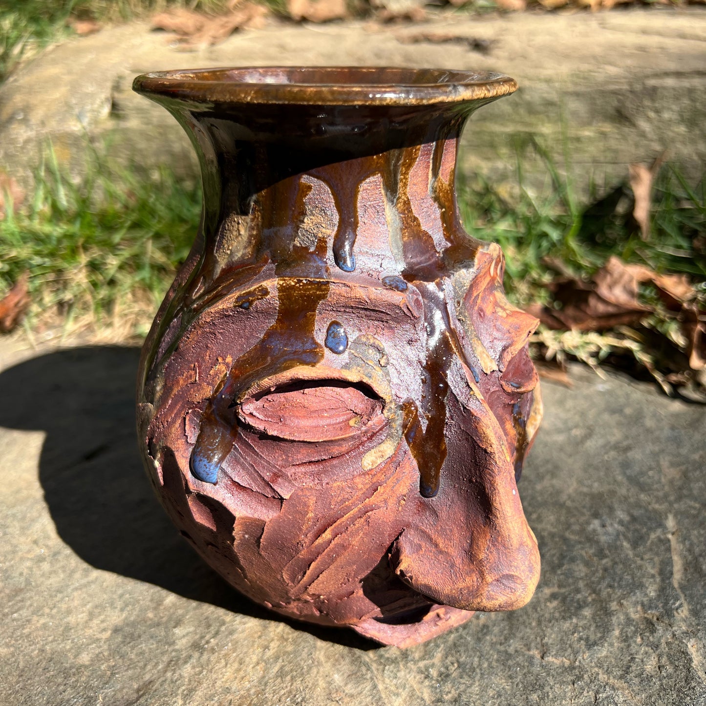 Handmade Pottery Facejug Vase