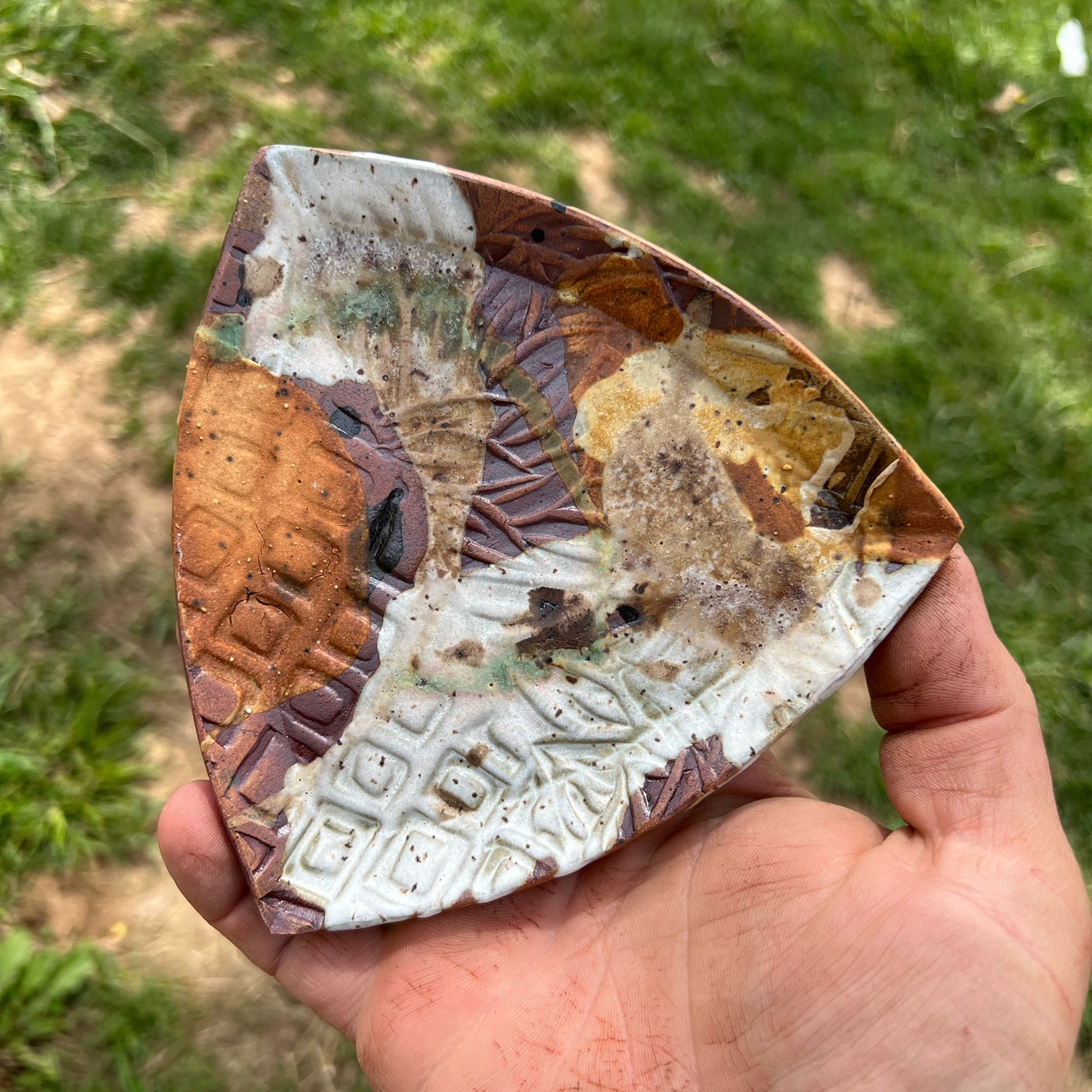 Handmade Pottery Handbuilt Triangular Plate
