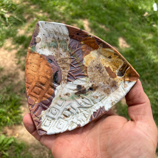 Handmade Pottery Handbuilt Triangular Plate
