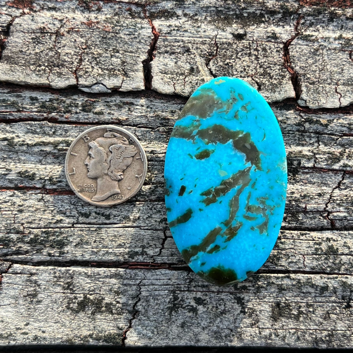 Turquoise Cabochon from Ithaca Peak, Kingman, Arizona