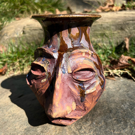 Handmade Pottery Facejug Vase