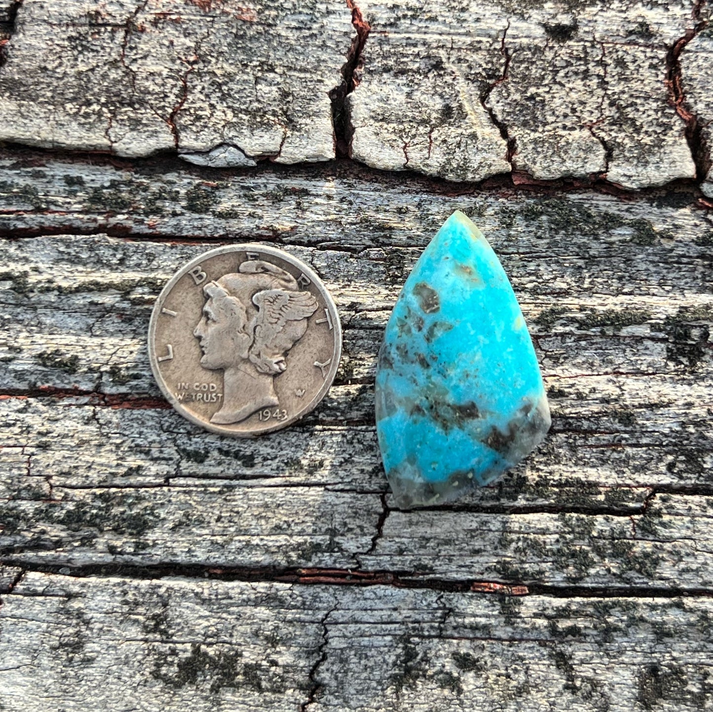 Turquoise Cabochon from Ithaca Peak, Kingman, Arizona