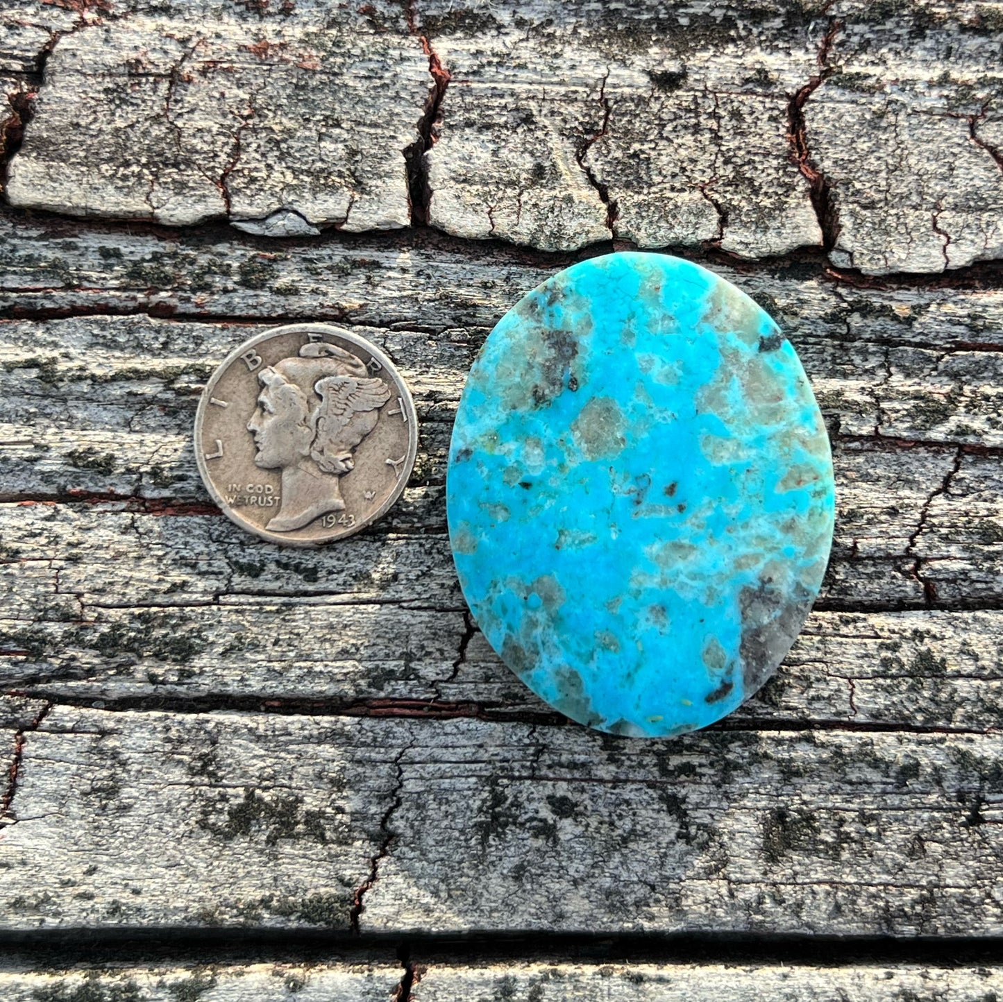 Turquoise Cabochon from Ithaca Peak, Kingman, Arizona