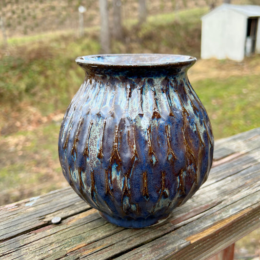 Handmade Pottery Scalloped Vase