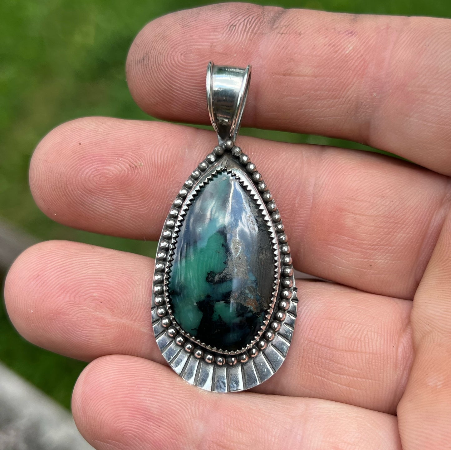 Apache Varasite Cabochon from Nevada in Sterling Silver Pendant Jewelry