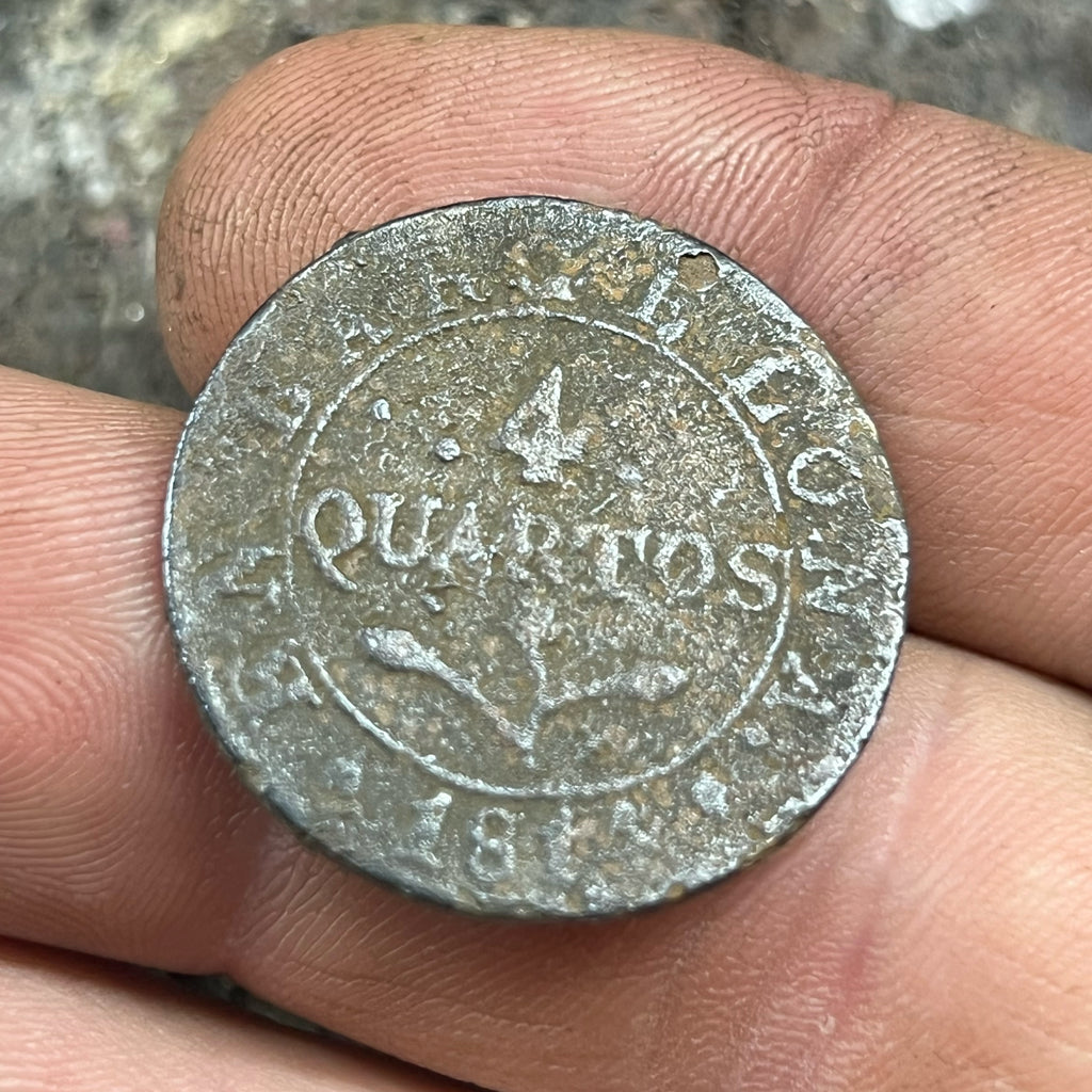 1814 Spain Copper 4 Quartos – Barcelona Spanish Colonial Coin