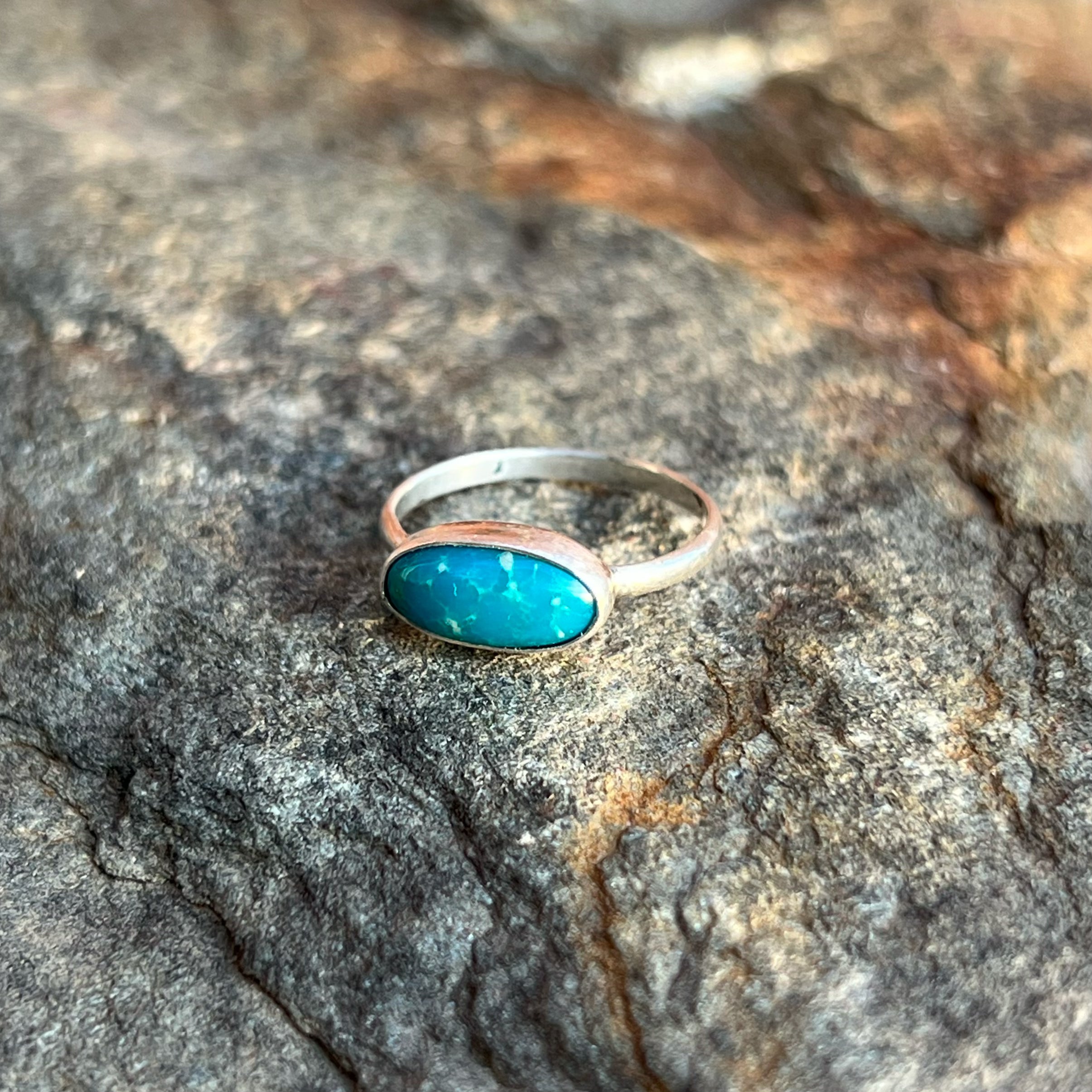 Kingman Turquoise Stack Ring in Sterling Silver Size 7 1/2