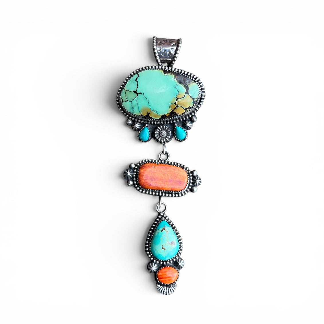 Desert Fire Triple Drop Silver Pendant