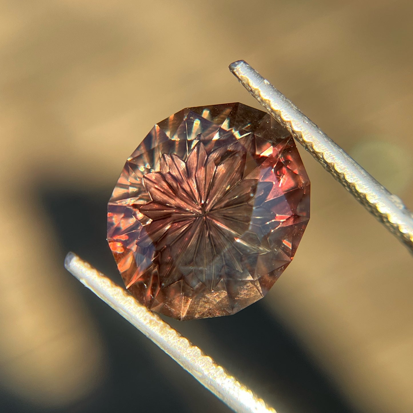 10ct Precision Cut Sunstone with Fantasy Engraving Gemstone from Oregon