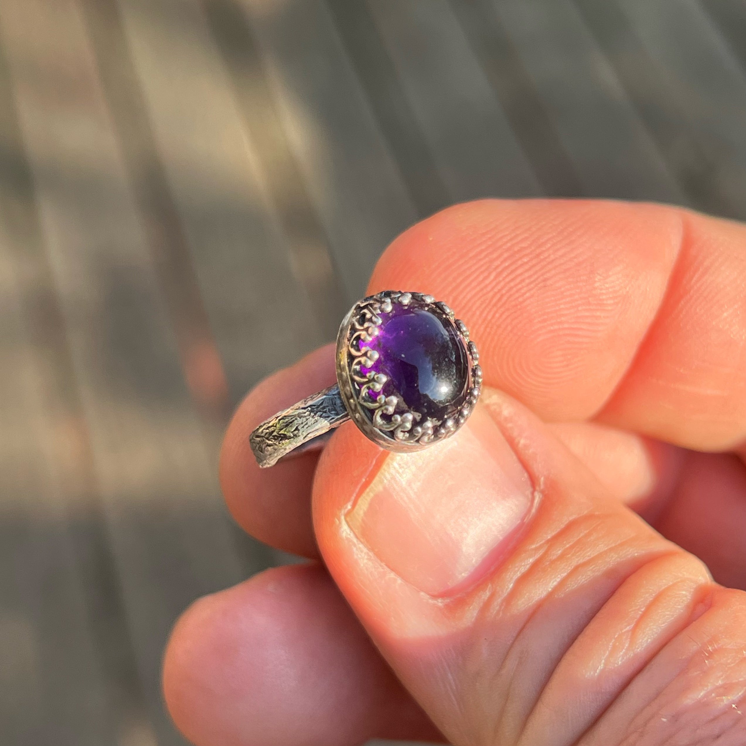 Amethyst Ring in Sterling Silver Size 6 1/2