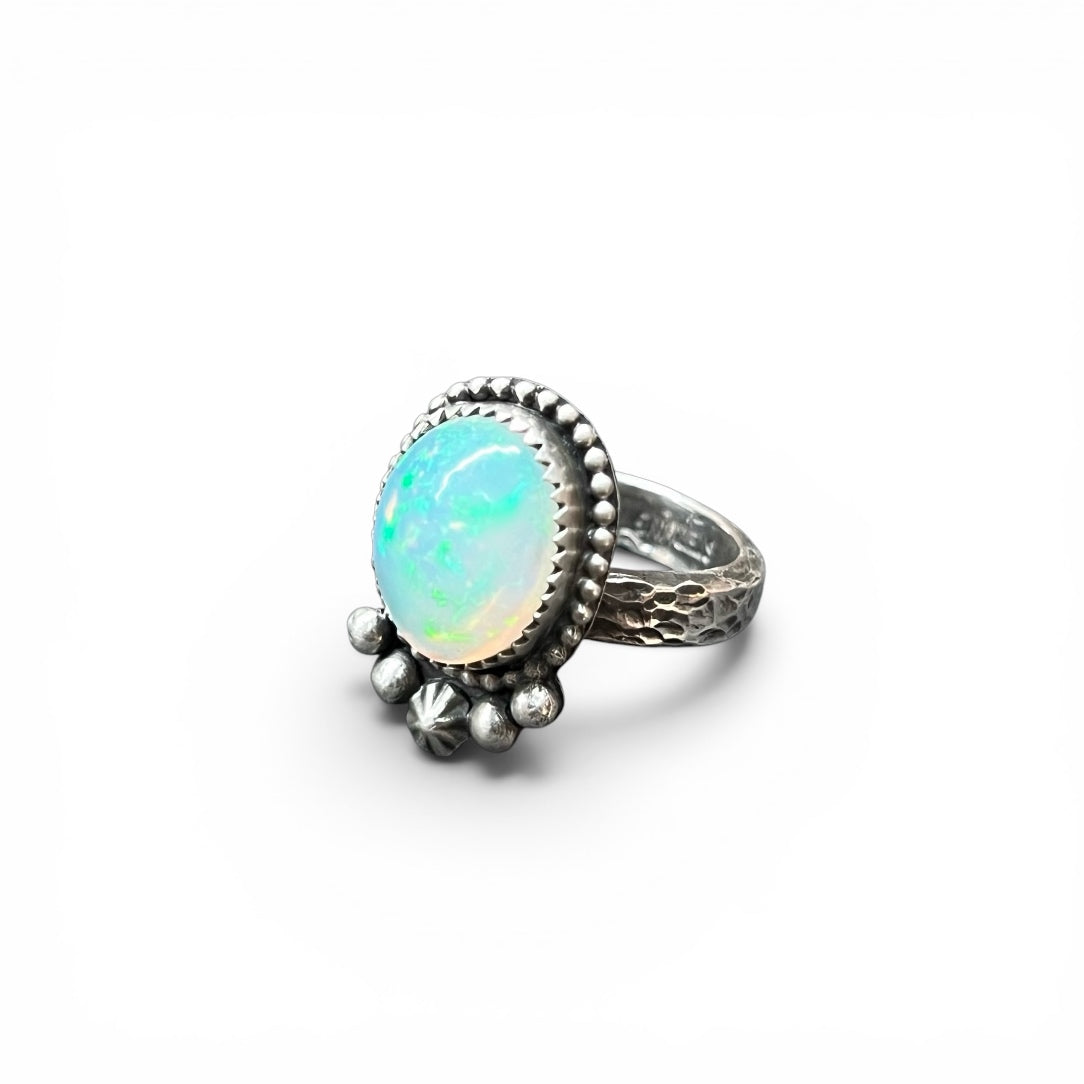Welo Opal Ring in Sterling Silver Size 5.5
