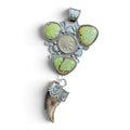 “The Outlaw’s Relic” Hobo Nickel with Polychrome Hubei Turquoise and a Bear Claw in Silver Pendant