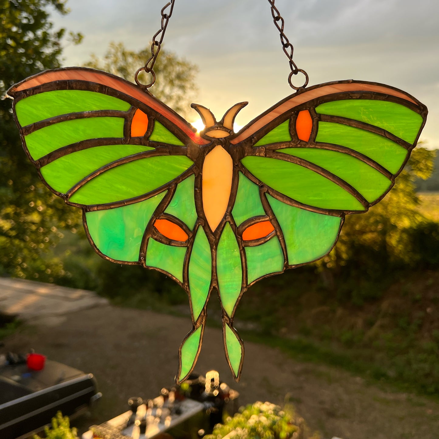 Luna Moth Stained Glass Suncatcher