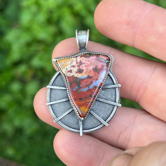 Ocean Jasper Cabochon from Madagascar in Sterling Silver Pendant Jewelry