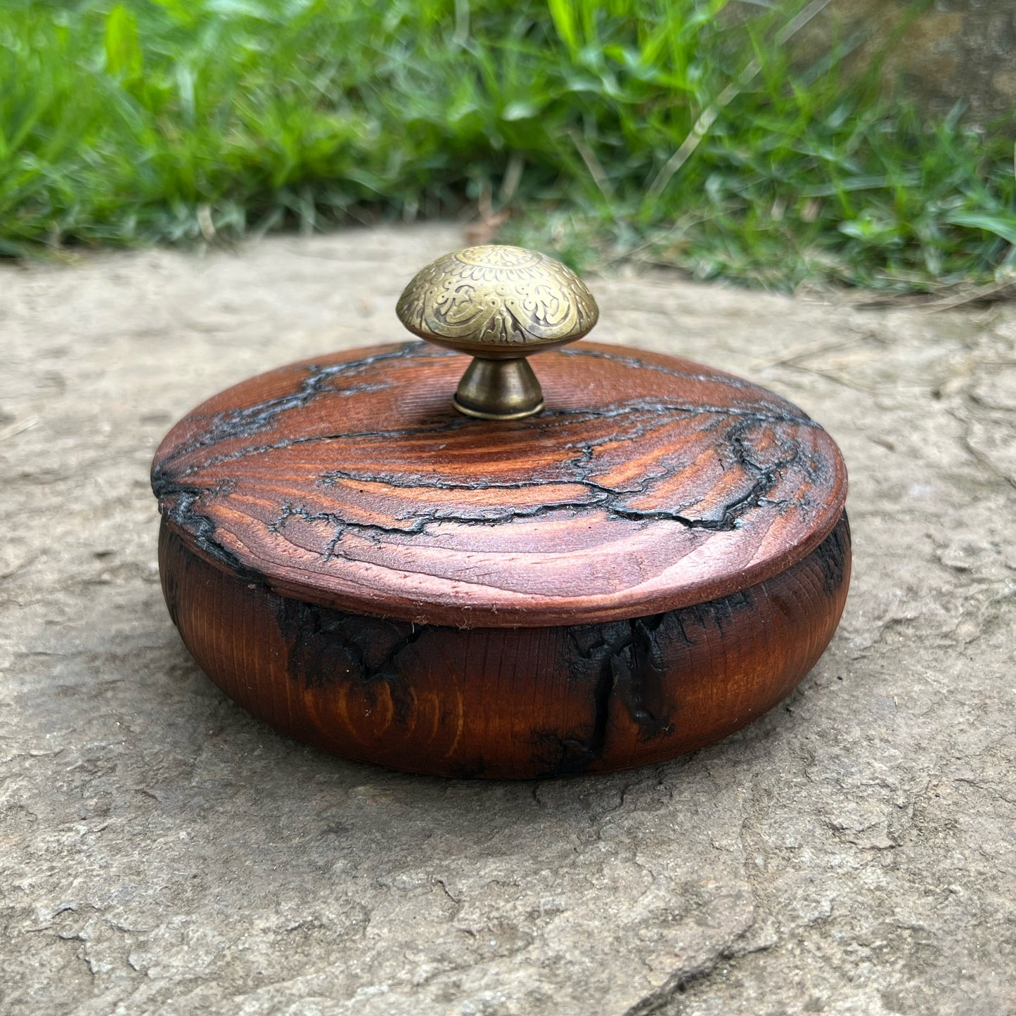 Fractal Burning Wooden Lidded Jar