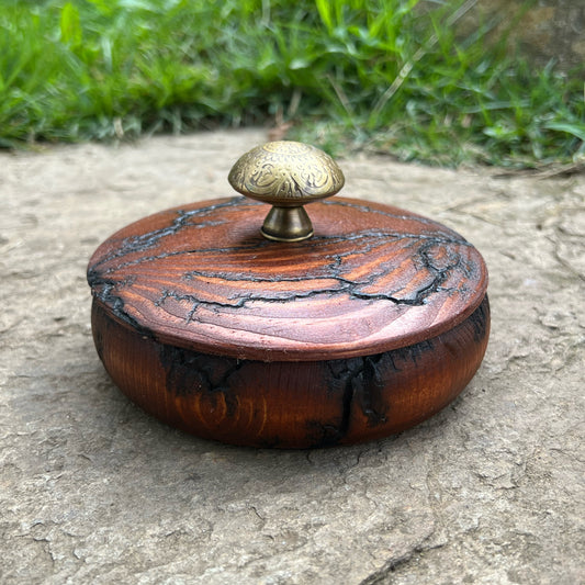 Fractal Burning Wooden Lidded Jar