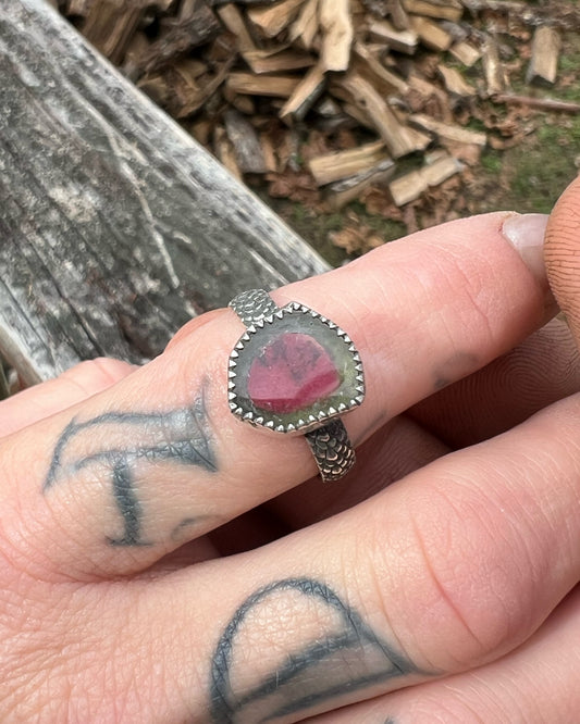 Watermelon Tourmaline Sterling Silver Ring