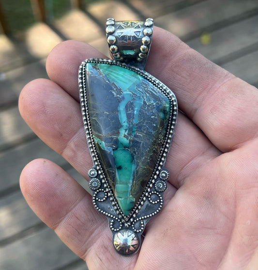 Apache Varasite Cabochon in Sterling Silver Pendant Jewelry