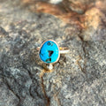 Kingman Turquoise Stack Ring in Sterling Silver Size 7