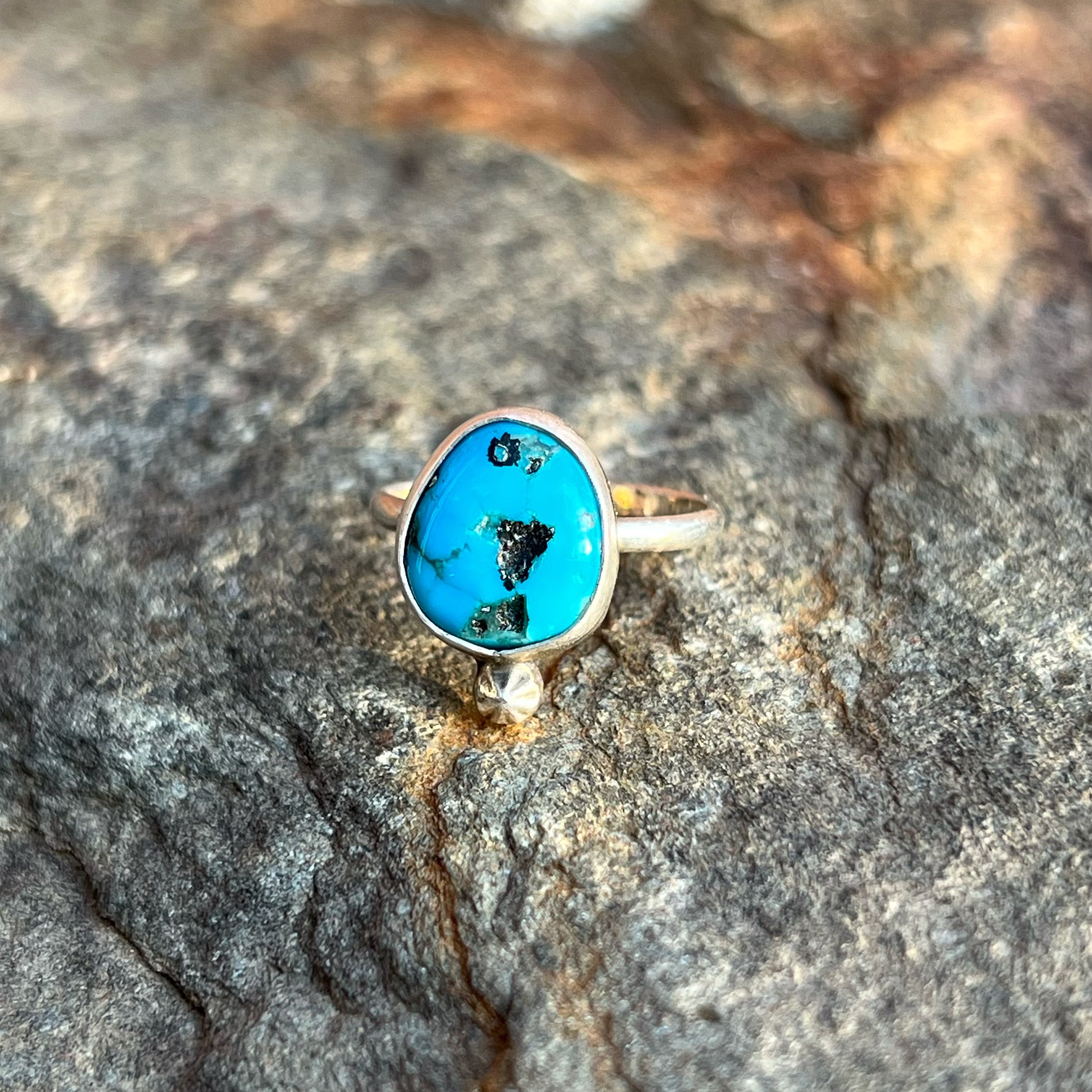 Kingman Turquoise Stack Ring in Sterling Silver Size 7