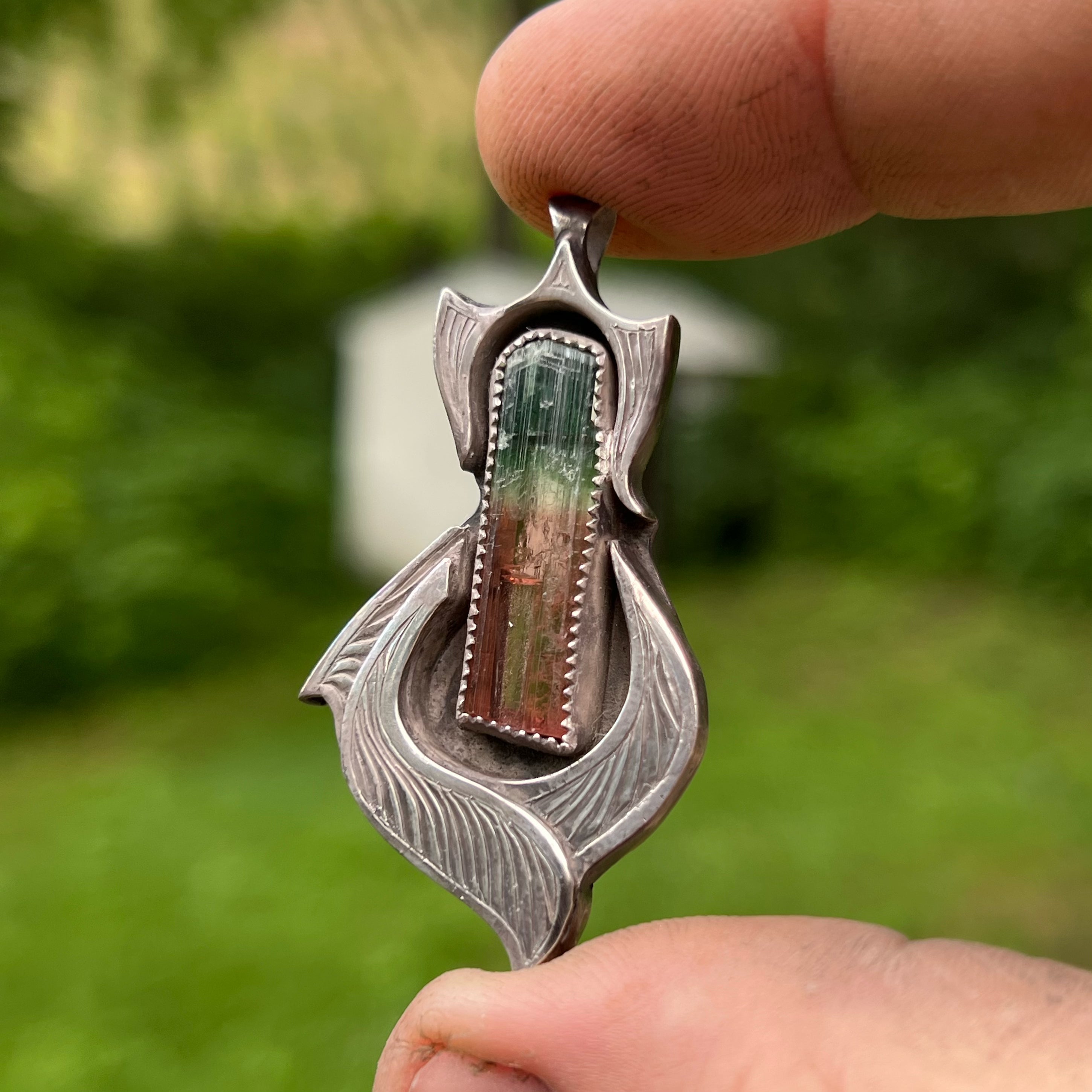 Morro Redondo Tourmaline in Silver Pendant
