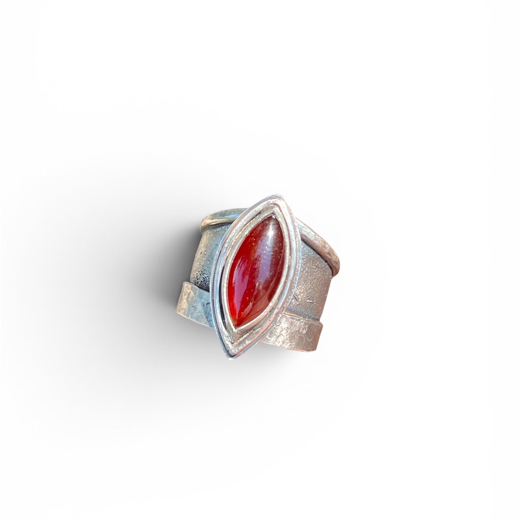 Blood Red Hessonite Garnet Ring in Sterling Silver and Copper Size 10
