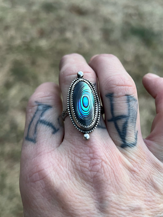 Abalone Cabochon in Sterling Silver Ring Size 7 Jewelry