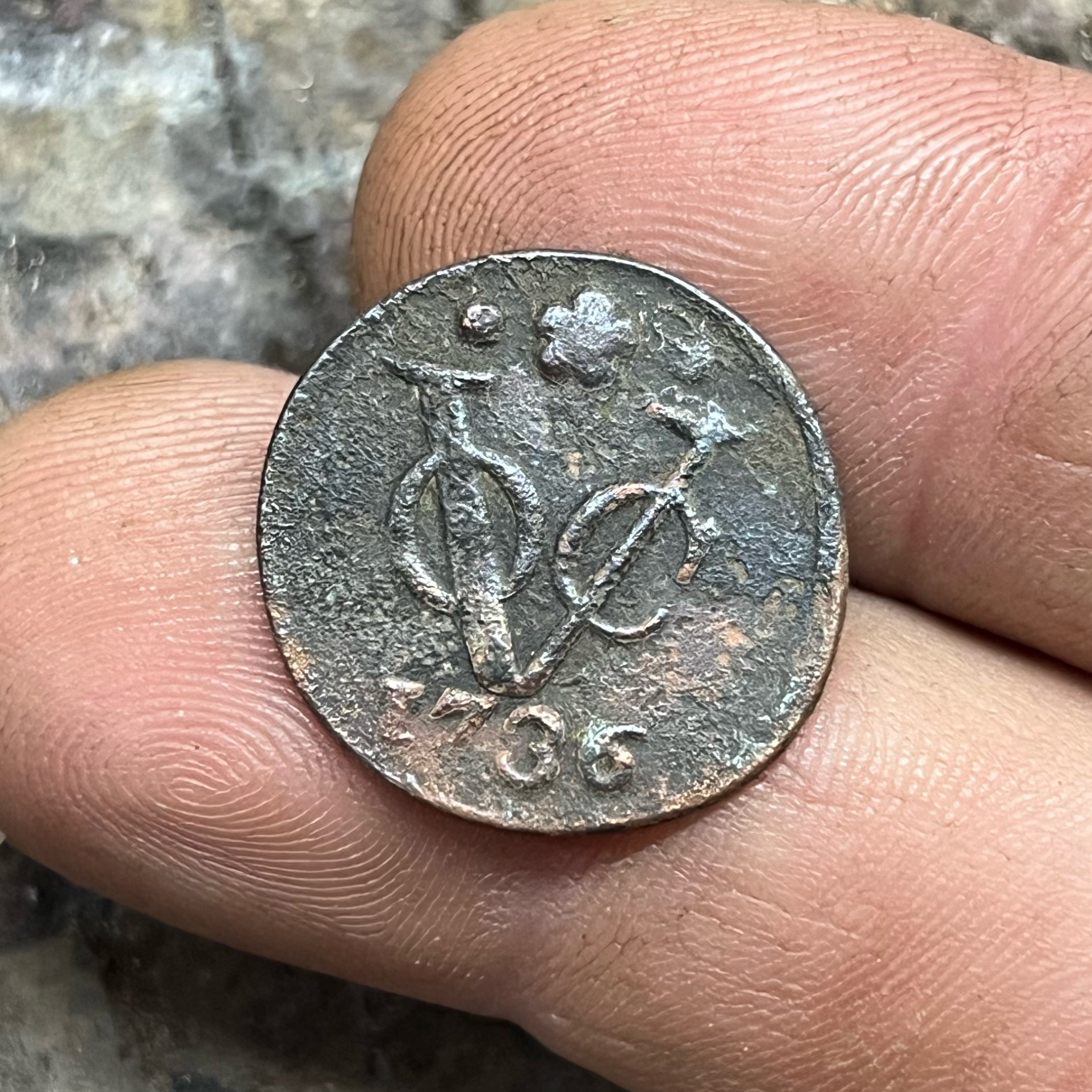 1736 Dutch East India Company (VOC) Copper 1 Duit Colonial Copper Coin