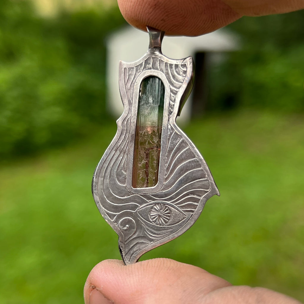 Morro Redondo Tourmaline in Silver Pendant
