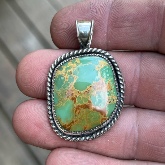 Hardy Pit Turquoise Cabochon in Sterling Silver Pendant Jewelry