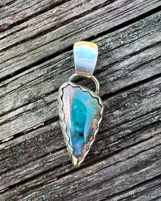 Blue Chalcedony from Needles California Sterling Silver Pendant