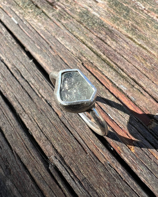 Blue Montana Sapphire Raw Crystal in Sterling Silver Ring