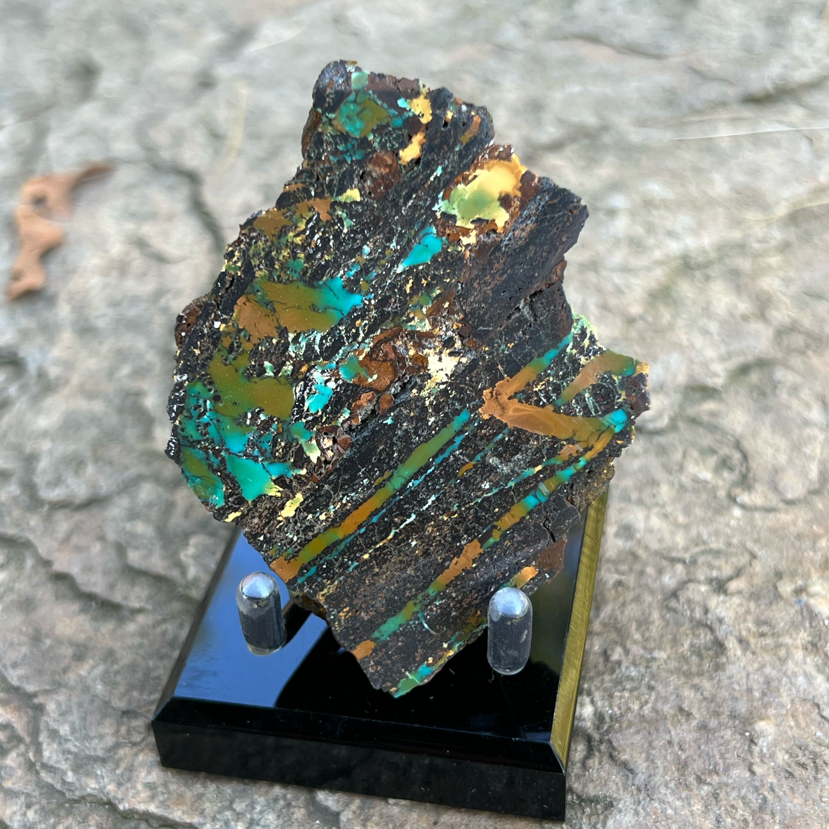 Polychrome Hubei Ribbon Turquoise Face Polished Display Specimen