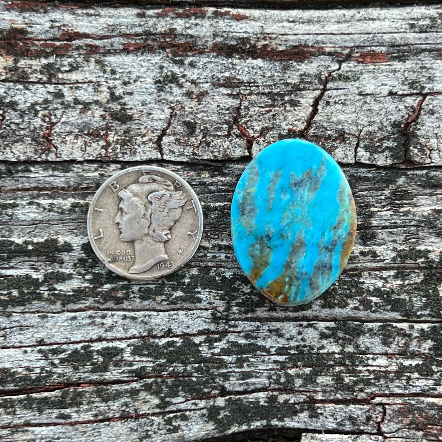 Turquoise Cabochon from Ithaca Peak, Kingman, Arizona