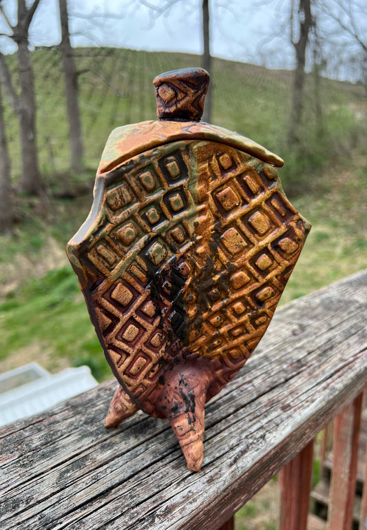 Handmade Pottery Triangular Legged Jar