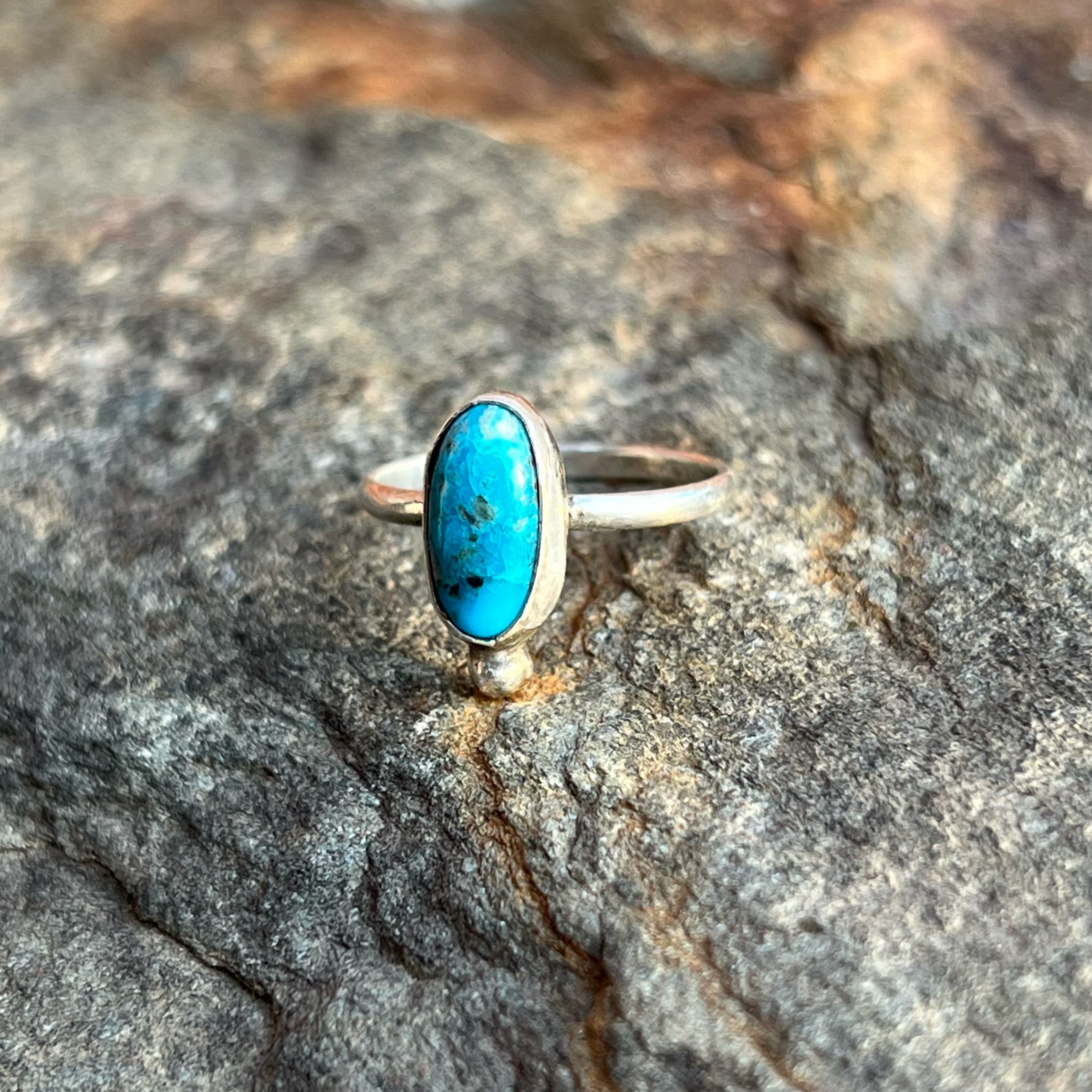 Kingman Turquoise Stack Ring in Sterling Silver Size 7 1/2