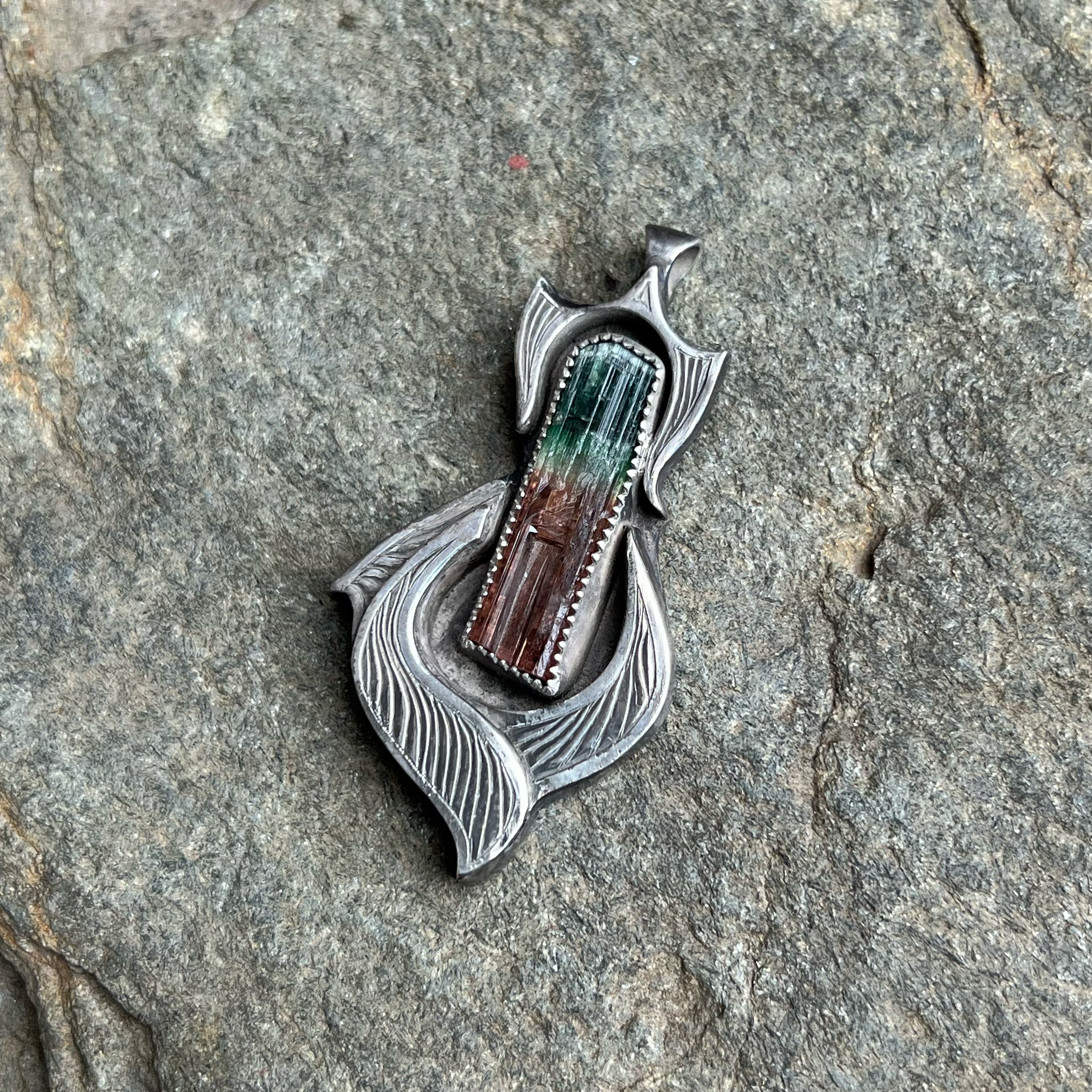 Morro Redondo Tourmaline in Silver Pendant