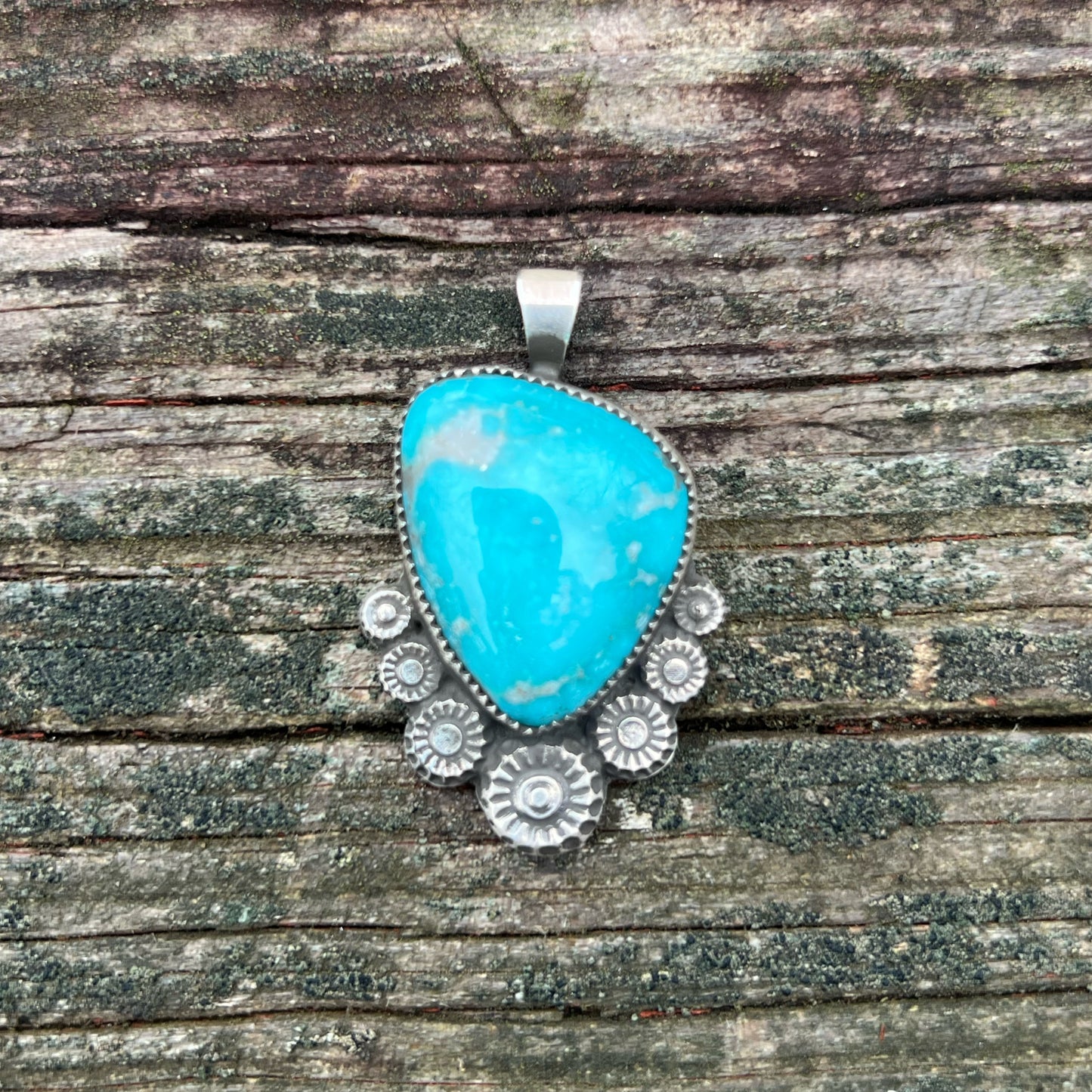 Campitos Turquoise Cabochon in Sterling Silver Pendant