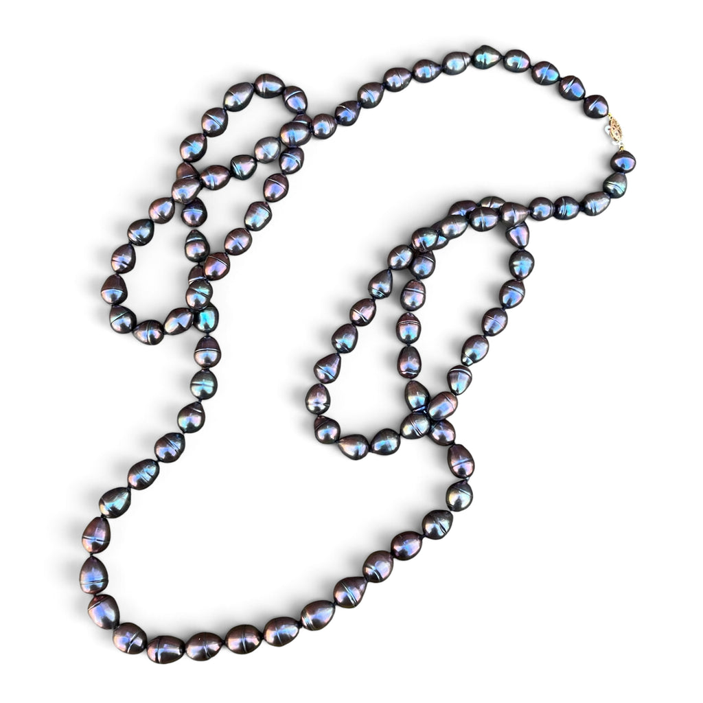 50” Tahitian Peacock Pearl Necklace with 14k Gold Clasp Jewelry