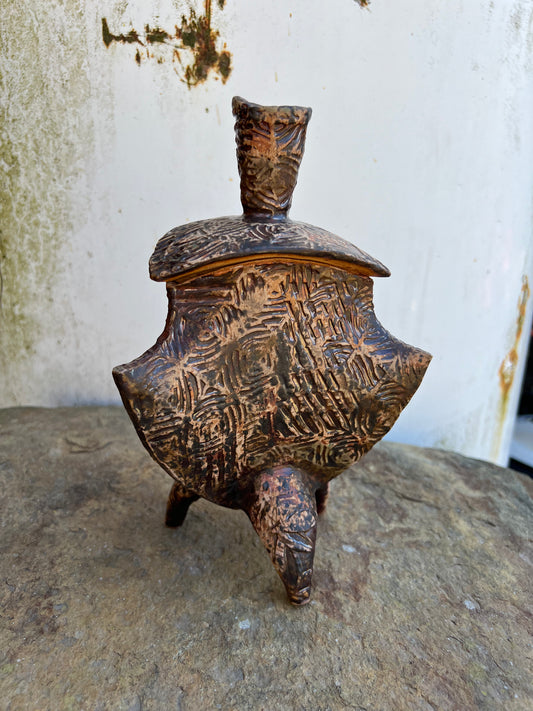 Handmade Pottery Triangular Legged Jar