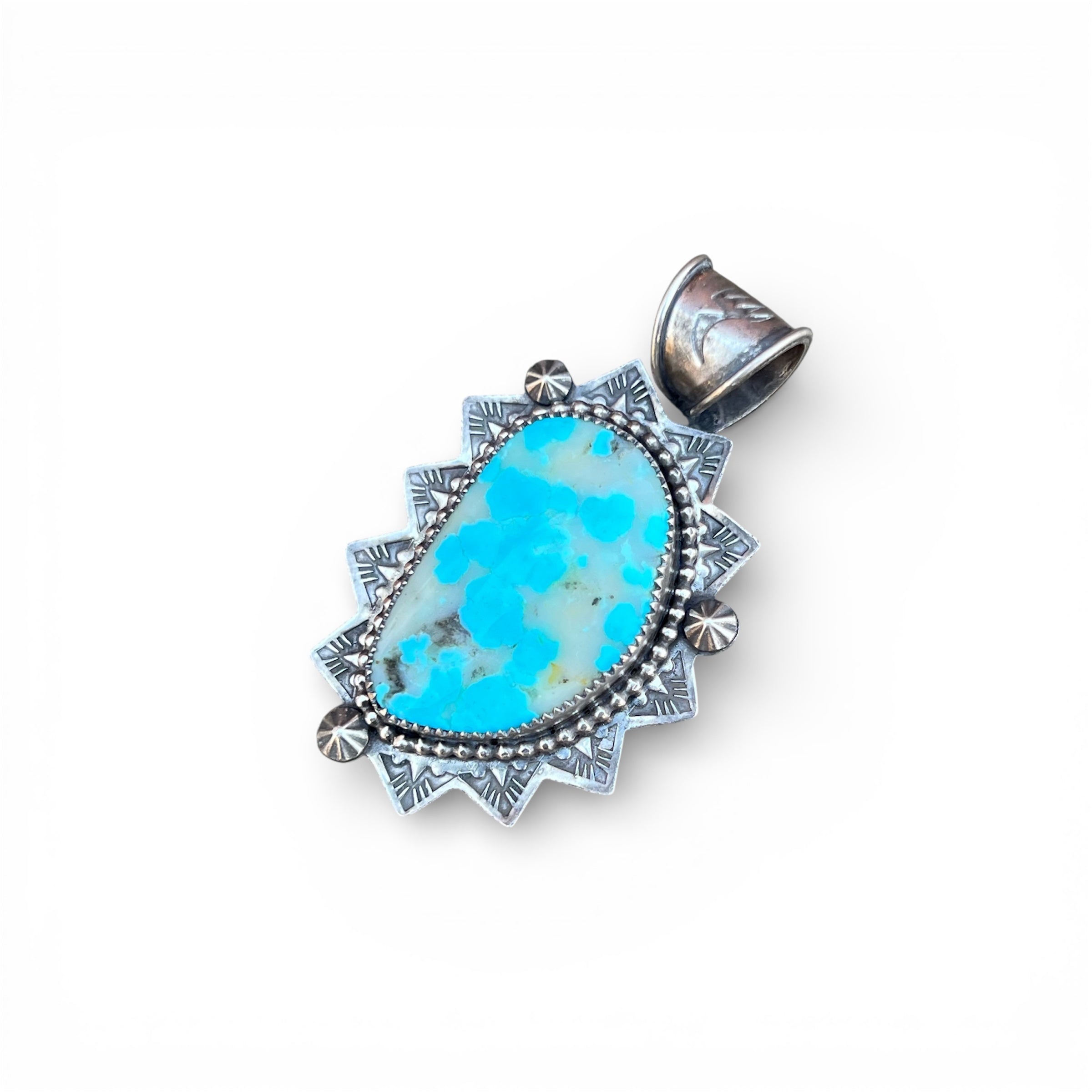 Kingman Kaolin and Turquoise Silver Pendant