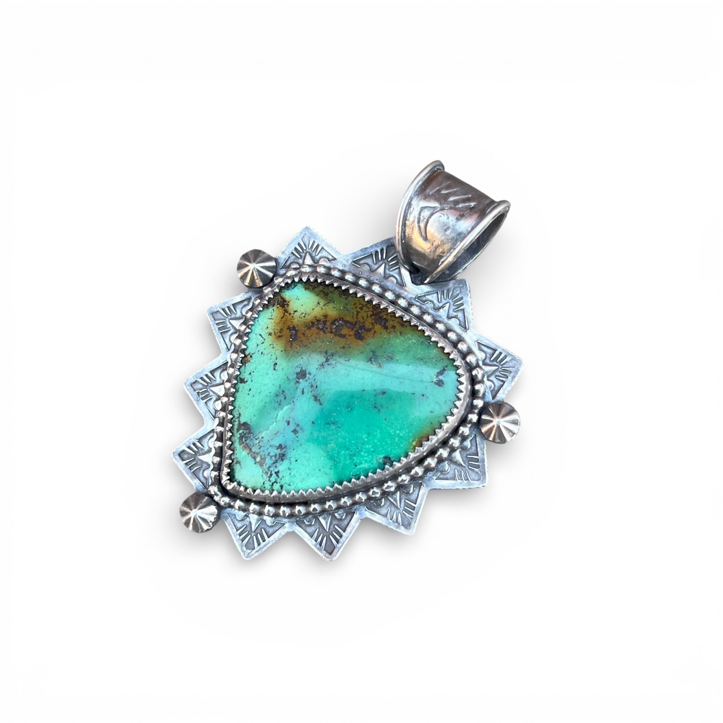 Polychrome Hubei Turquoise Silver Pendant